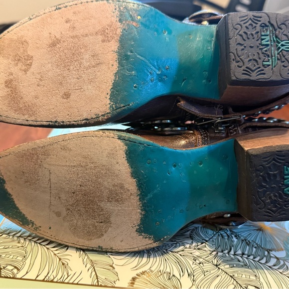 Brown Leather Ankle Boots with Studded Strap - Picture 4 of 4